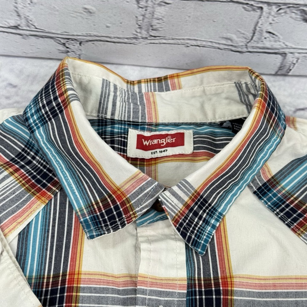 Wrangler Western Mens Shirt Size L Plaid Button Front Cowboy Multicolor Stretch - Picture 14 of 16